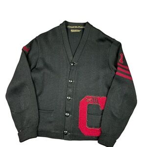American Vintage Black Cardigan with Red Lettering